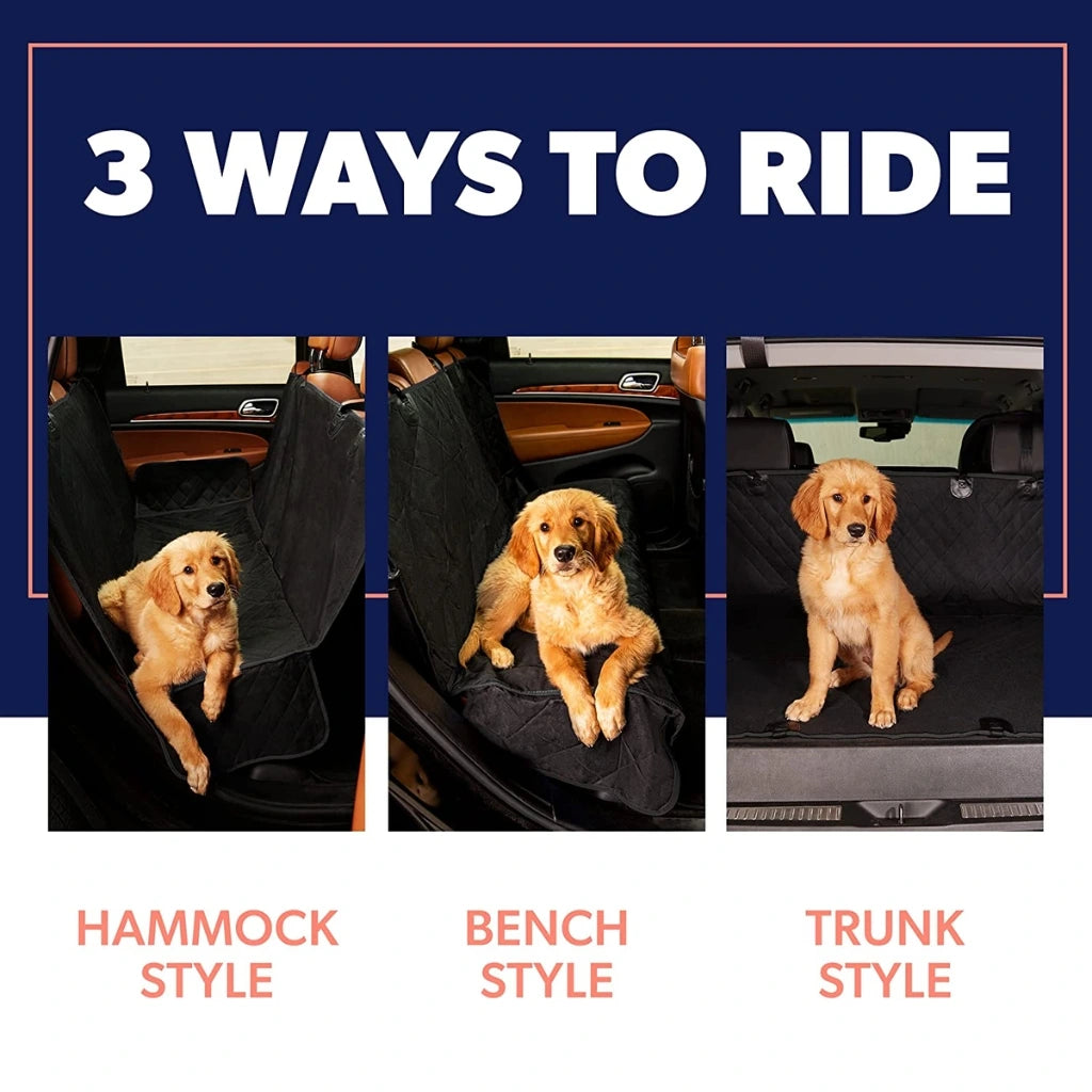 3 Ways to Ride on Pup Protector Back Seat Dog Car Cover