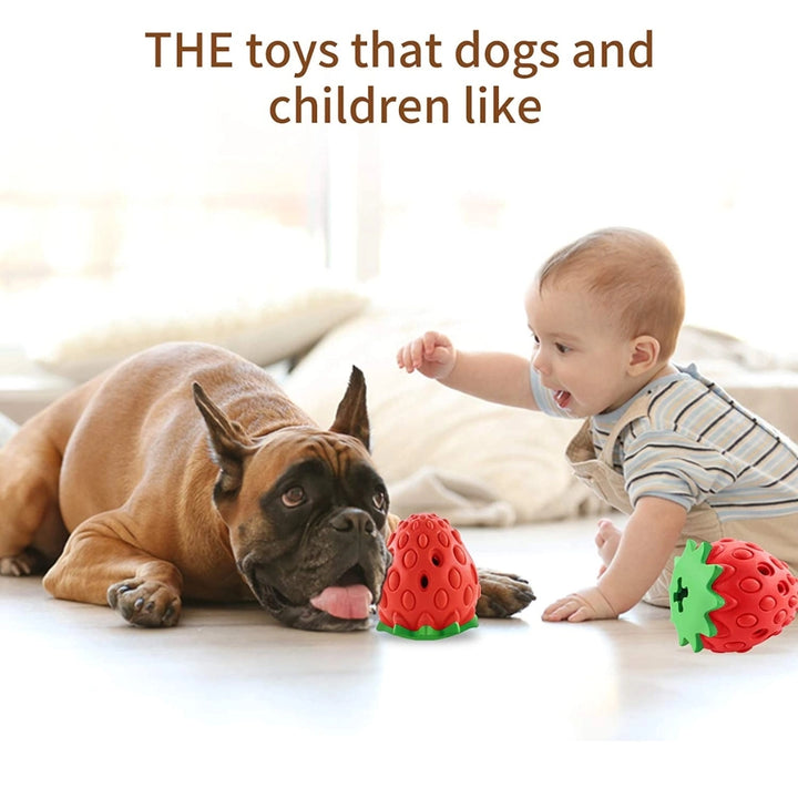 A Dog and a Child Playing Chew-Berry Dog Dental Toy