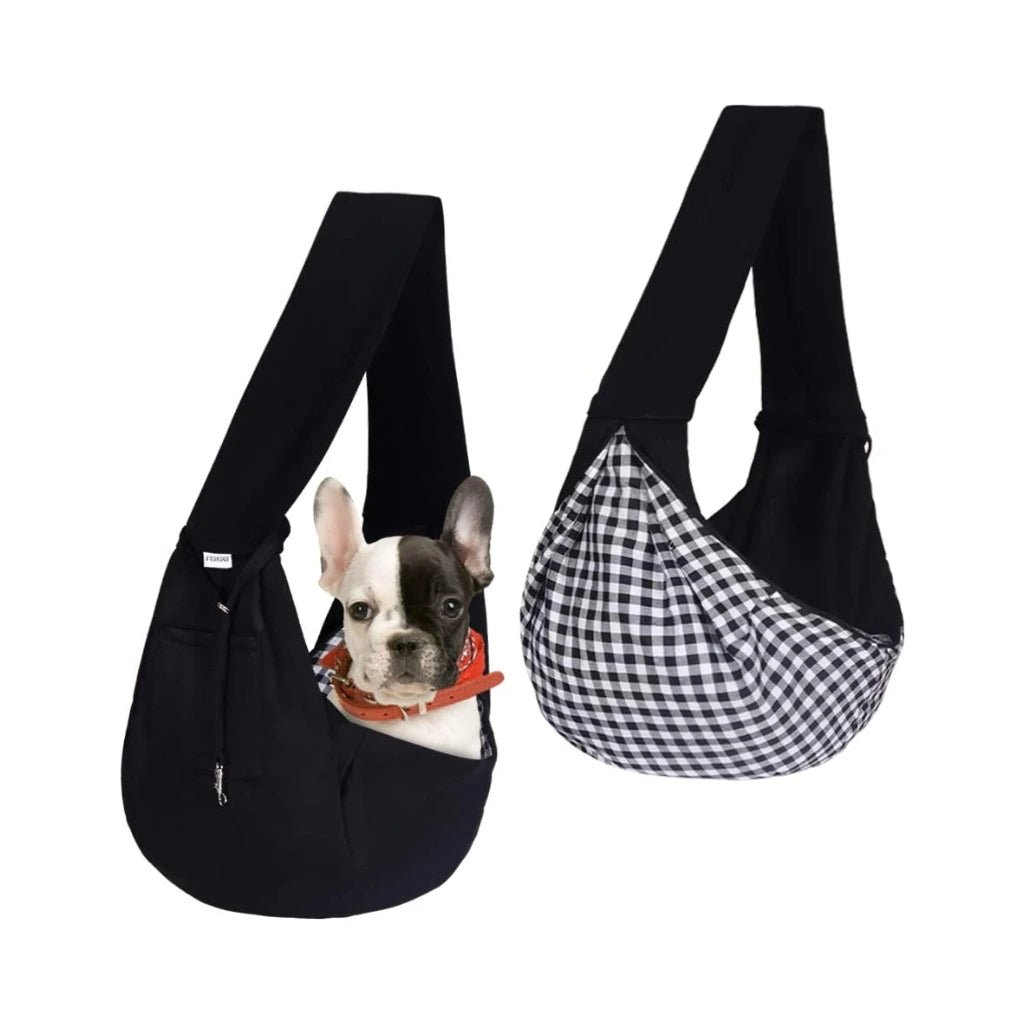PawsApproved 2 Black Dog Sling Carrier with a dog inside