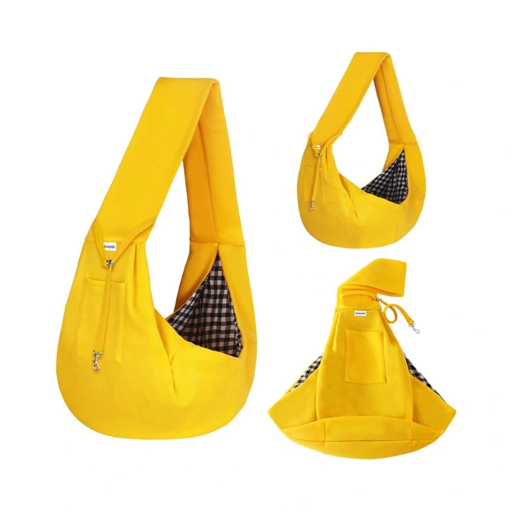 PawsApproved- Three yellow Dog Sling Carrier 